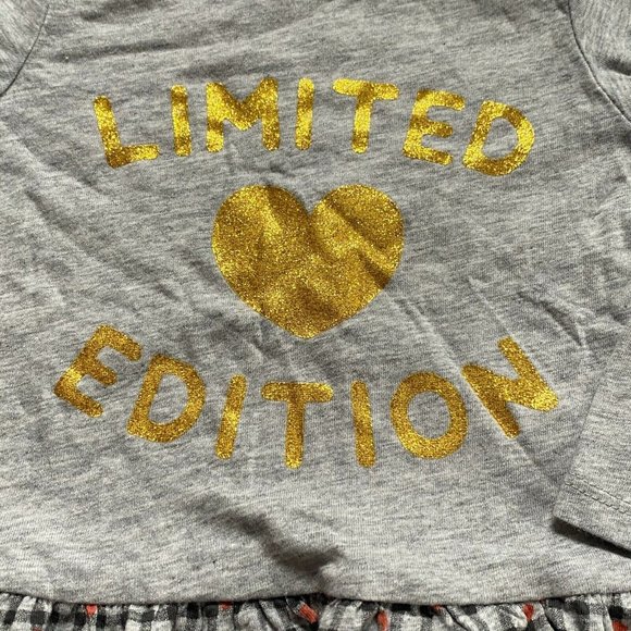 First Impressions Infant Girls Long Sleeve Shirt With Plaid Ruffle-Gray-12M-NWT - Picture 2 of 5